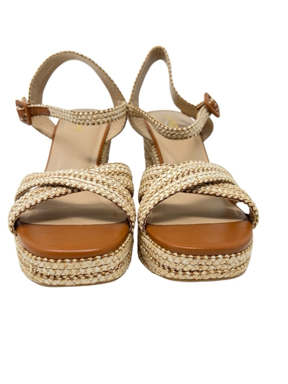 Soda Woven Platform Sandals in Natural Tan and Beige - Picture 4 of 9
